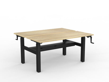 OL Agile Winder Height Adjustable Shared Desk – Oak Top with Black Frame