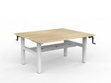 OL Agile Winder Height Adjustable Shared Desk – Oak Top with White Frame
