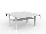 OL Agile Winder Height Adjustable Shared Desk – White Top with White Frame