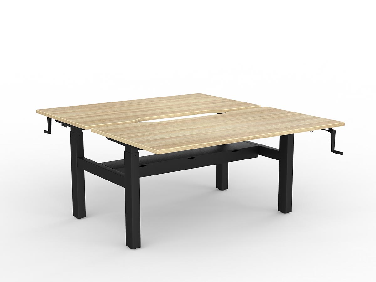 OL Agile Winder Height Adjustable Shared Desk – Oak Top with Black Frame