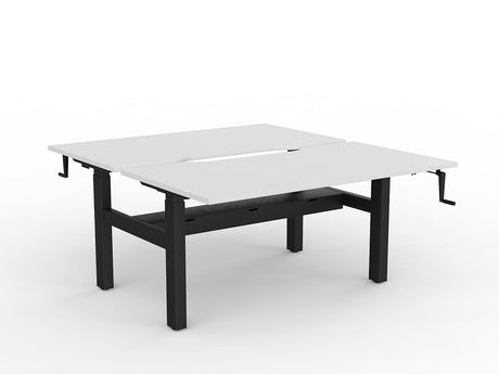 OL Agile Winder Height Adjustable Shared Desk – White Top with Black Frame