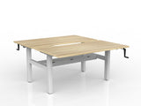 OL Agile Winder Height Adjustable Shared Desk – Oak Top with White Frame