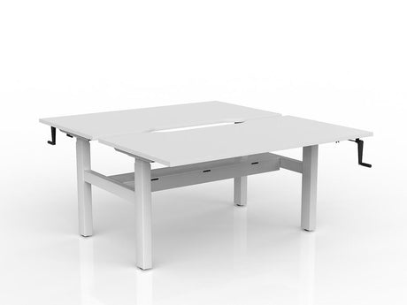 OL Agile Winder Height Adjustable Shared Desk – White Top with White Frame