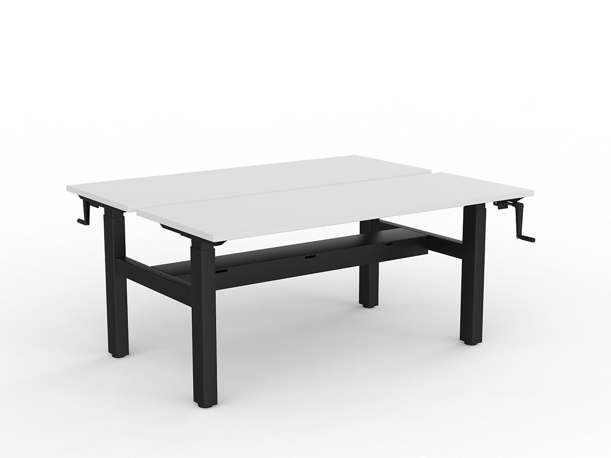 OL Agile Winder Height Adjustable Shared Desk – White Top with Black Frame