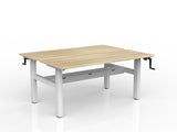 OL Agile Winder Height Adjustable Shared Desk – Oak Top with White Frame