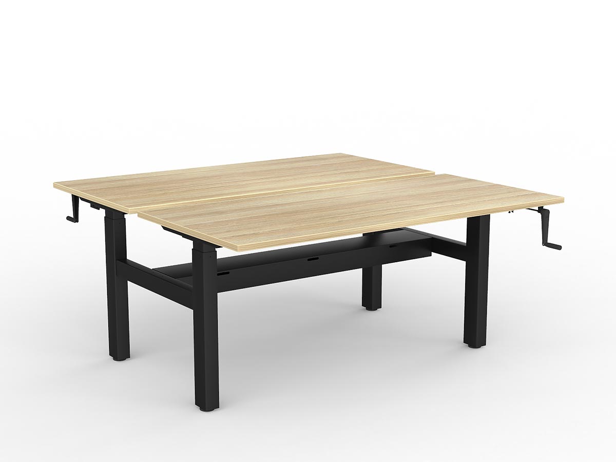 OL Agile Winder Height Adjustable Shared Desk – Oak Top with Black Frame