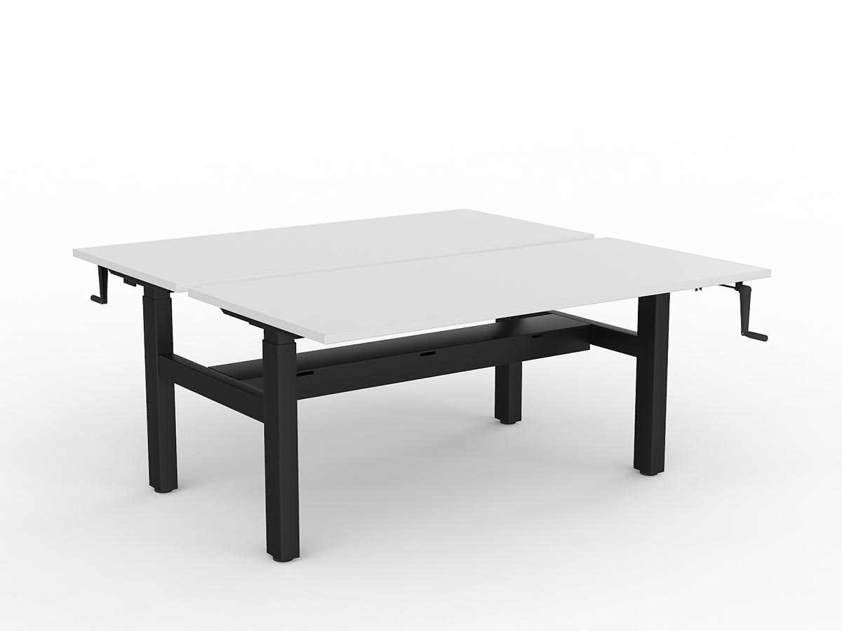 OL Agile Winder Height Adjustable Shared Desk – White Top with Black Frame