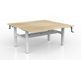 OL Agile Winder Height Adjustable Shared Desk – Oak Top with White Frame