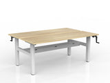 OL Agile Winder Height Adjustable Shared Desk – Oak Top with White Frame