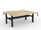 OL Agile Winder Height Adjustable Shared Desk – Oak Top with Black Frame