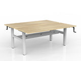 OL Agile Winder Height Adjustable Shared Desk – Oak Top with White Frame