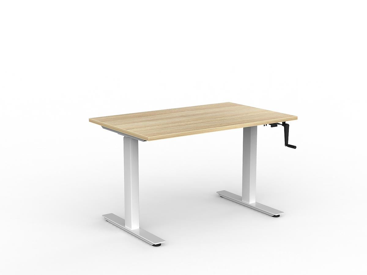 OL Agile Winder Height Adjustable Desk – Oak Top with White Frame