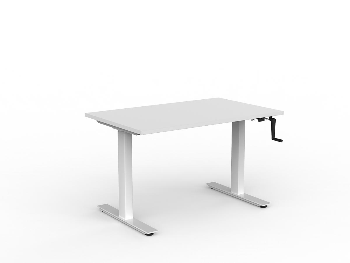 OL Agile Winder Height Adjustable Desk – White Top with White Frame