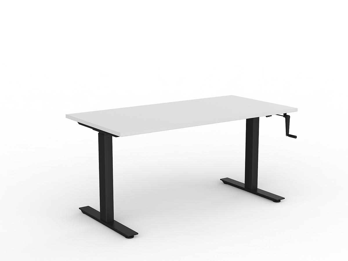 OL Agile Winder Height Adjustable Desk – White Top with Black Frame