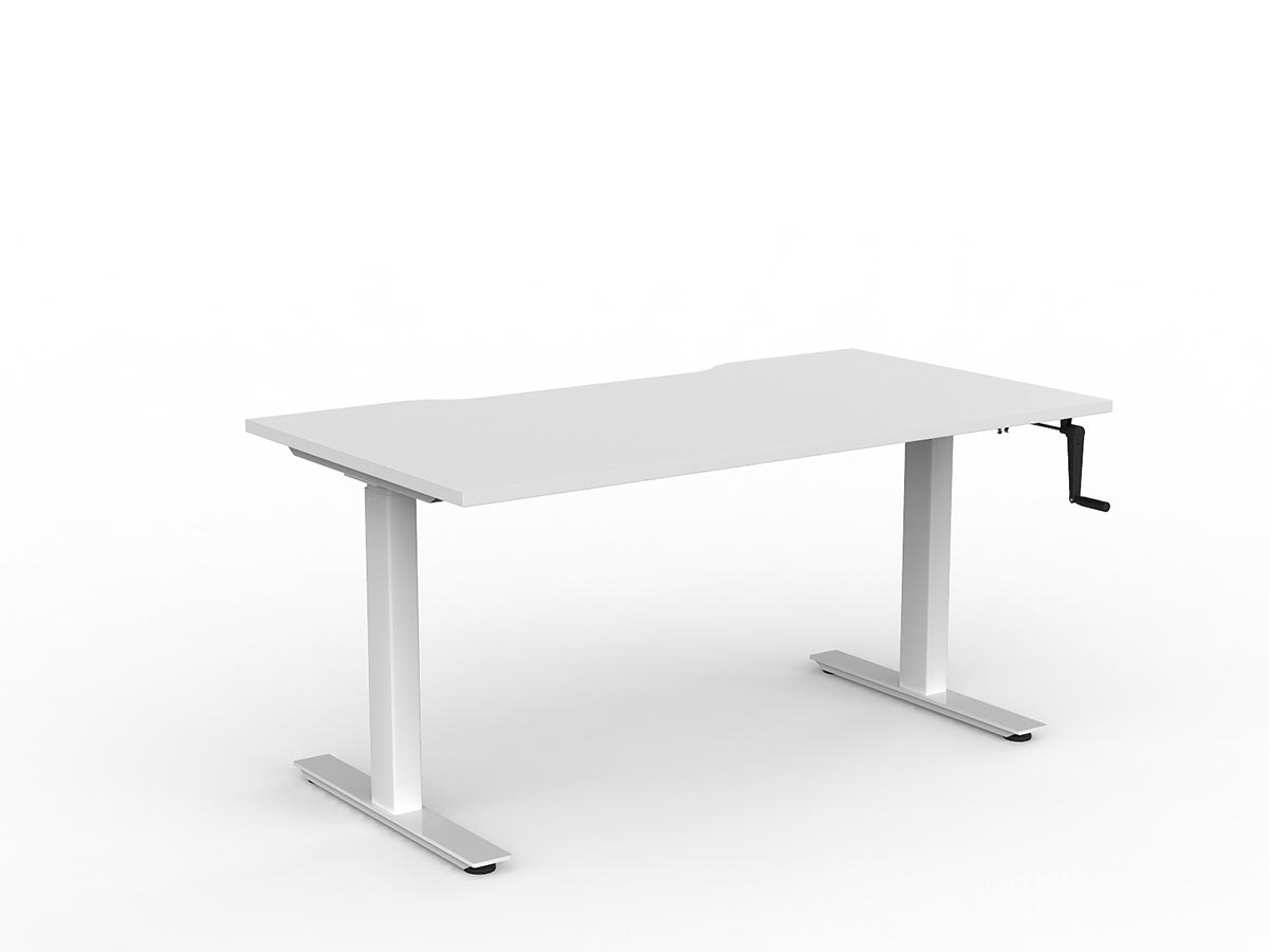 OL Agile Winder Height Adjustable Desk – White Top with White Frame