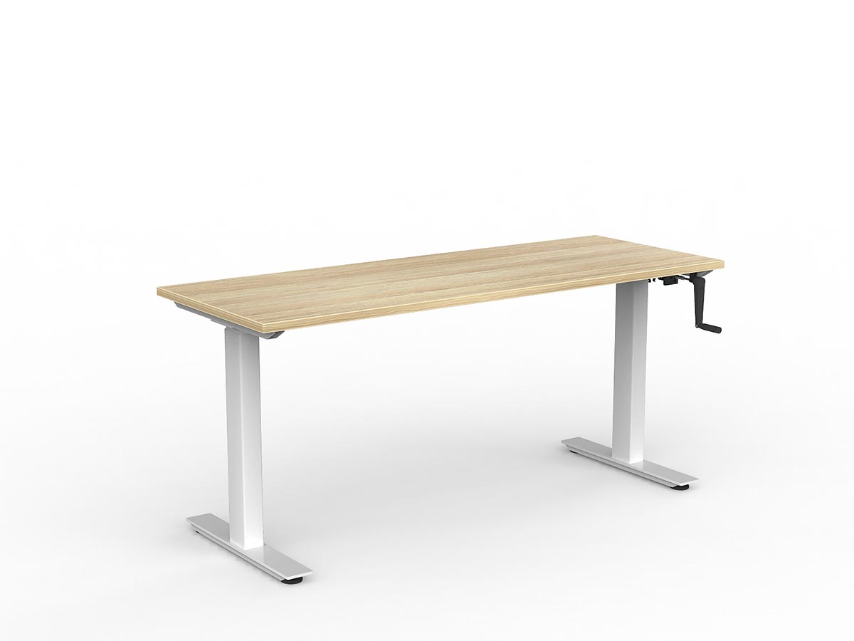 OL Agile Winder Height Adjustable Desk - White Frame