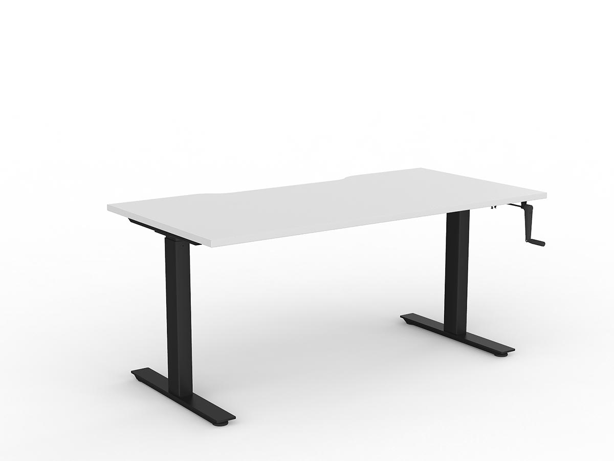 OL Agile Winder Height Adjustable Desk – White Top with Black Frame