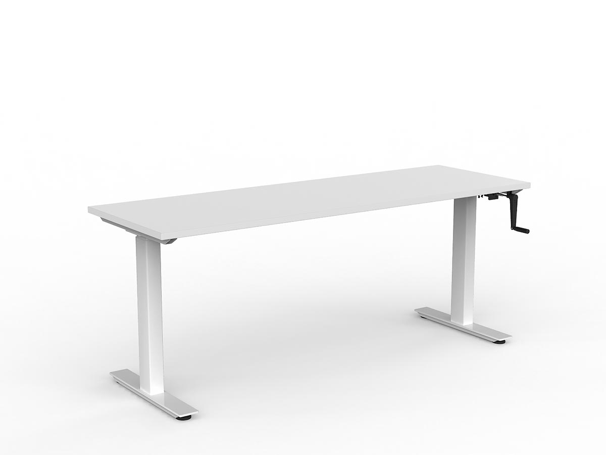 OL Agile Winder Height Adjustable Desk - White Frame