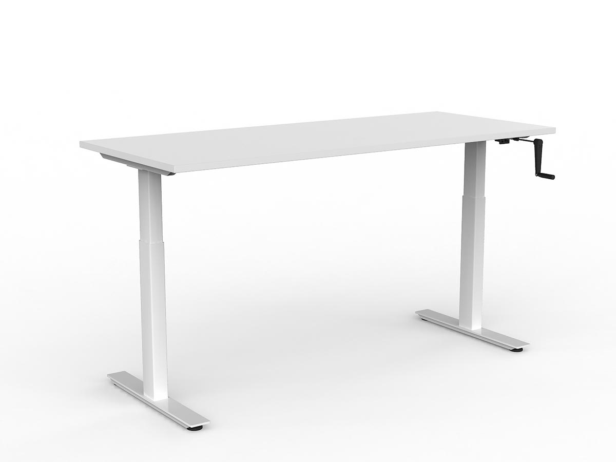 OL Agile Winder Height Adjustable Desk – White Top with White Frame