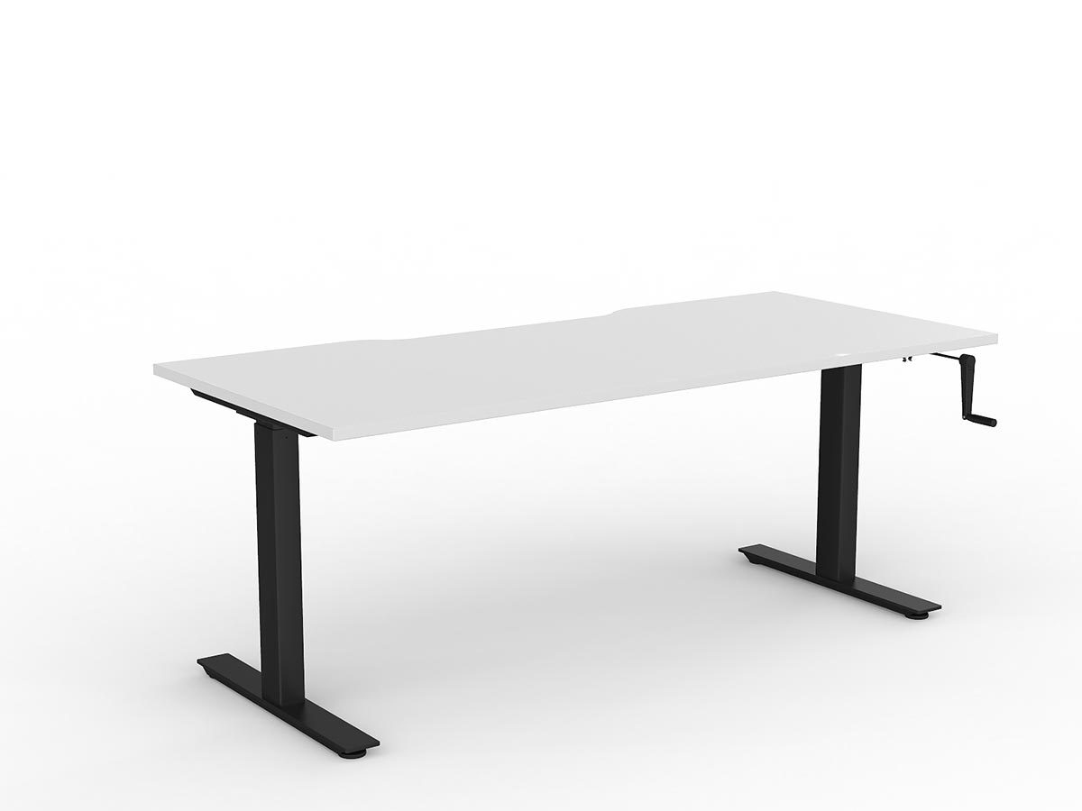 OL Agile Winder Height Adjustable Desk – White Top with Black Frame