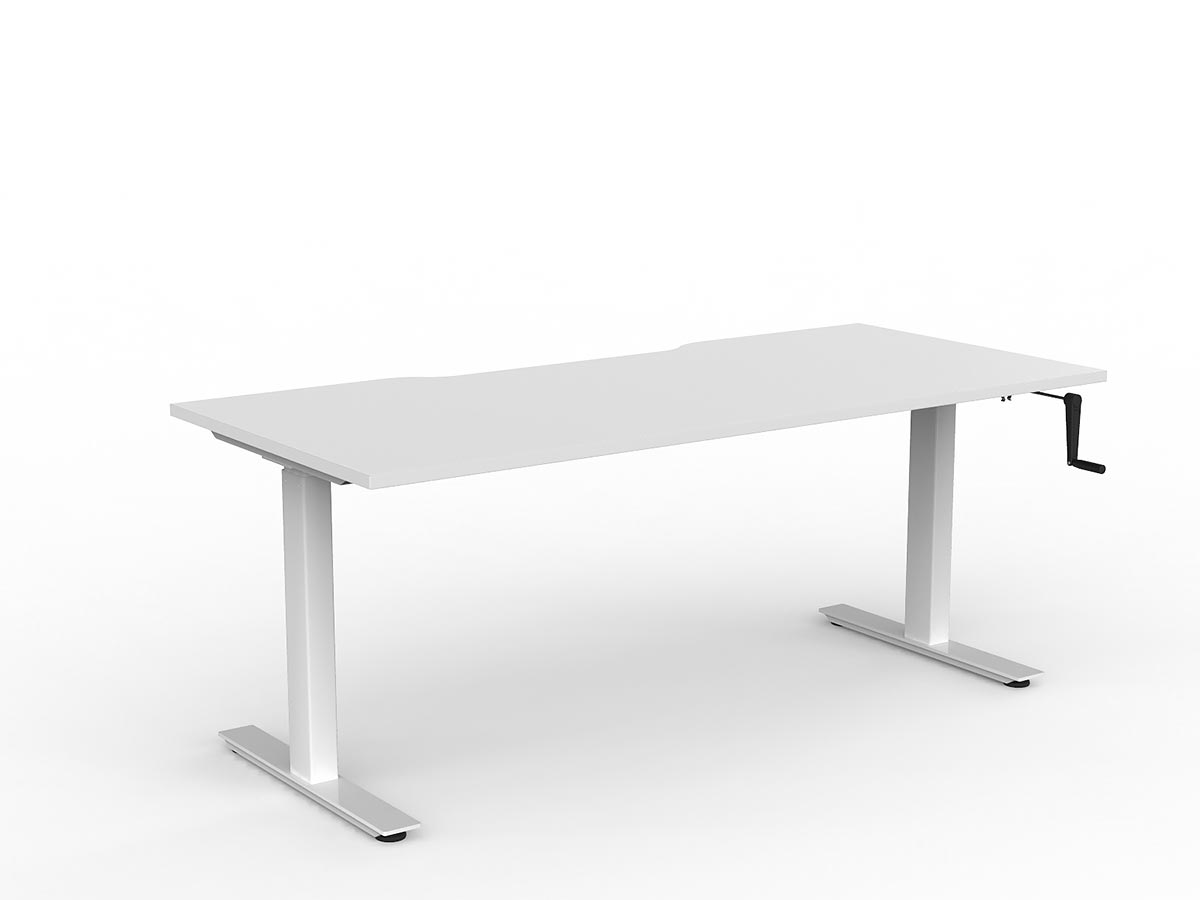 OL Agile Winder Height Adjustable Desk – White Top with White Frame