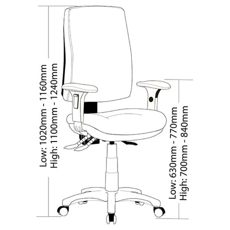 ST Alpha Fabric Upholstered High Back Task Chair with Arms
