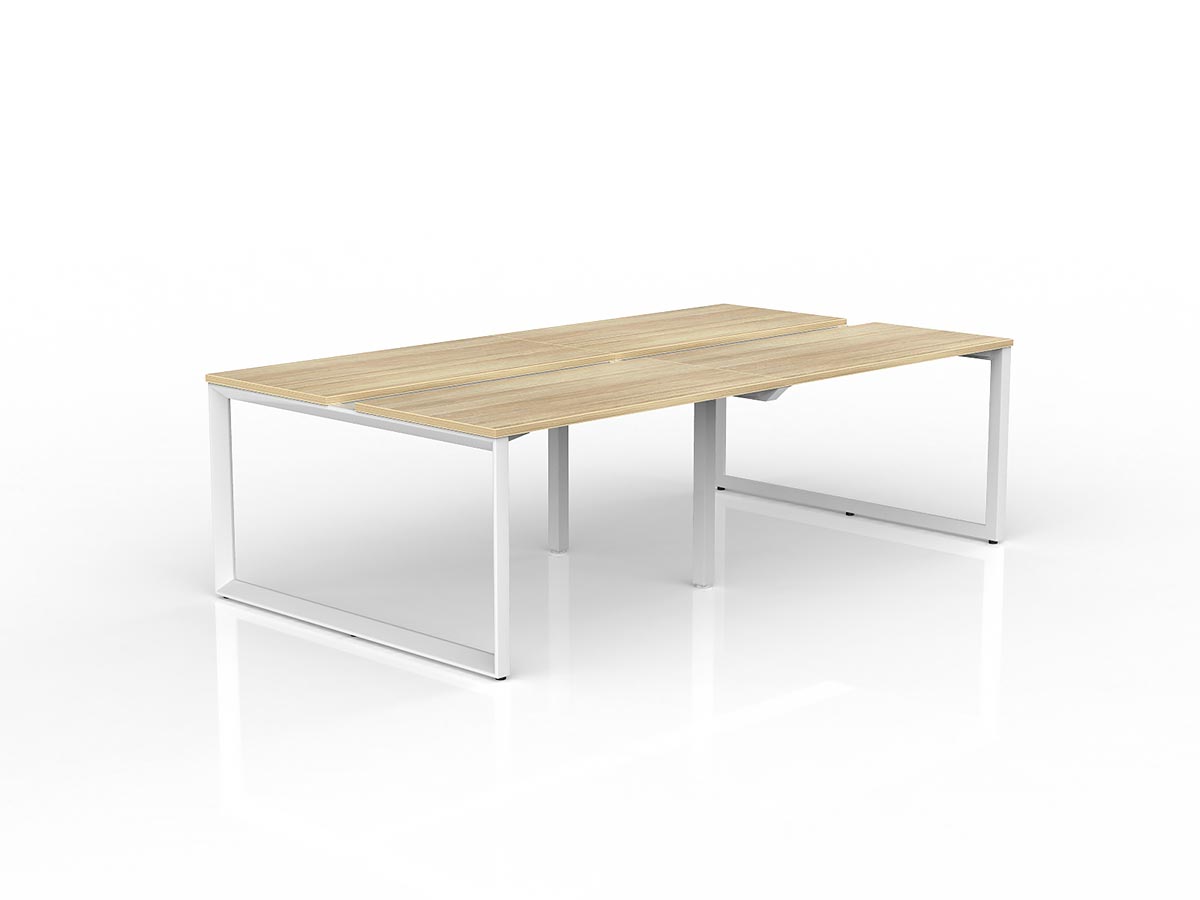 OL Anvil 4-User Double Sided Workspace – Oak Top with White Frame