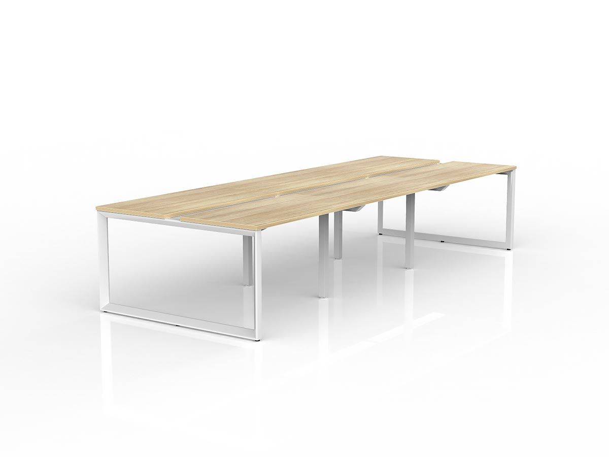 OL Anvil 6-User Double Sided Workspace – Oak Top with White Frame