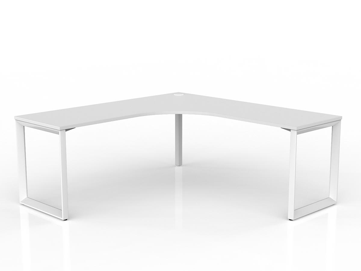 OL Anvil 90° Workstation Corner Desk – White Top with White Frame