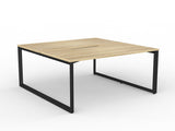 Ol Anvil Desk 2-User Double Sided Workspace with Splice Screen & Black Frame Oak Top