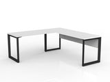 OL Anvil Desk with Return and Modesty – White Top with Black Frame