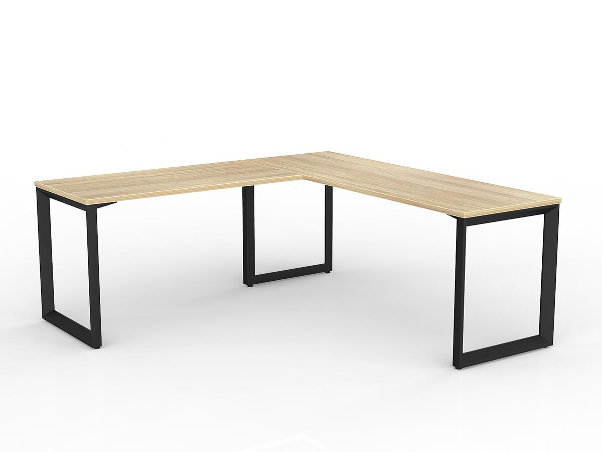 OL Anvil Melamine Top Metal Frame Office Desk with Return