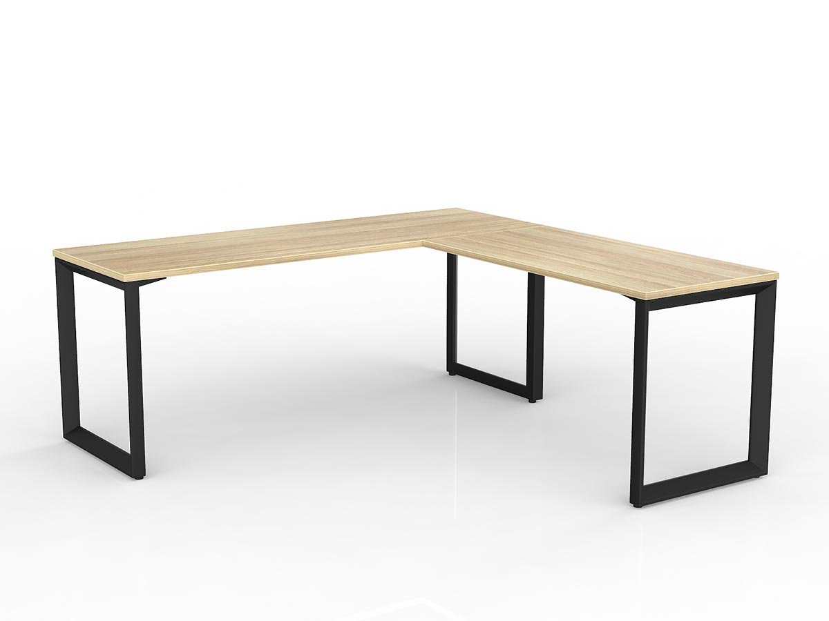 OL Anvil Melamine Top Metal Frame Office Desk with Return