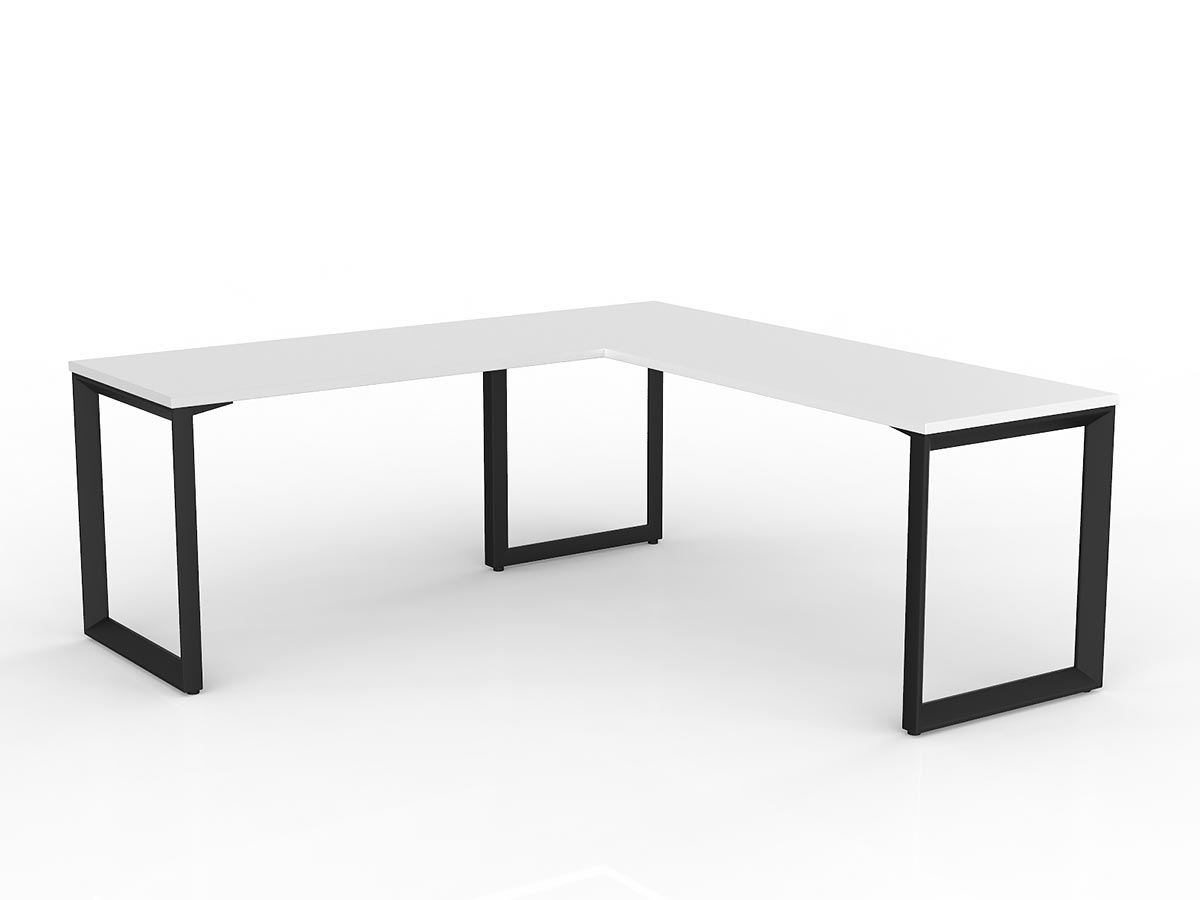 OL Anvil Melamine Top Metal Frame Office Desk with Return