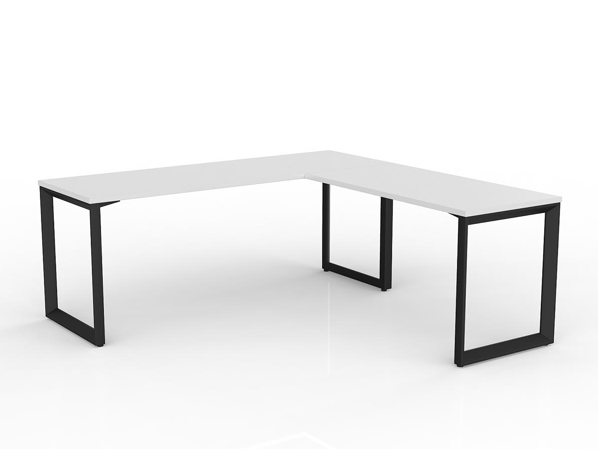 OL Anvil Melamine Top Metal Frame Office Desk with Return