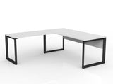 OL Anvil Desk with Return and Modesty – White Top with Black Frame