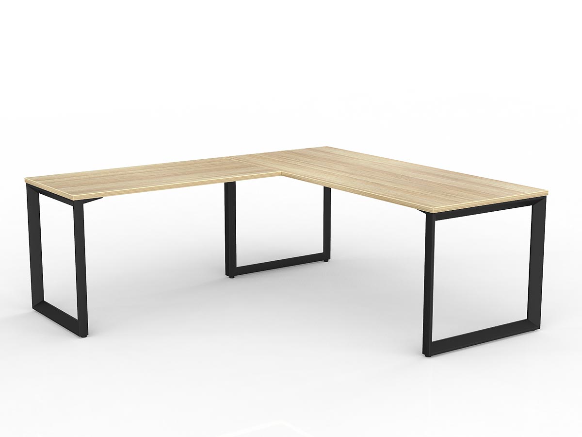 OL Anvil Melamine Top Metal Frame Office Desk with Return