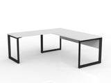 OL Anvil Desk with Return and Modesty – White Top with Black Frame