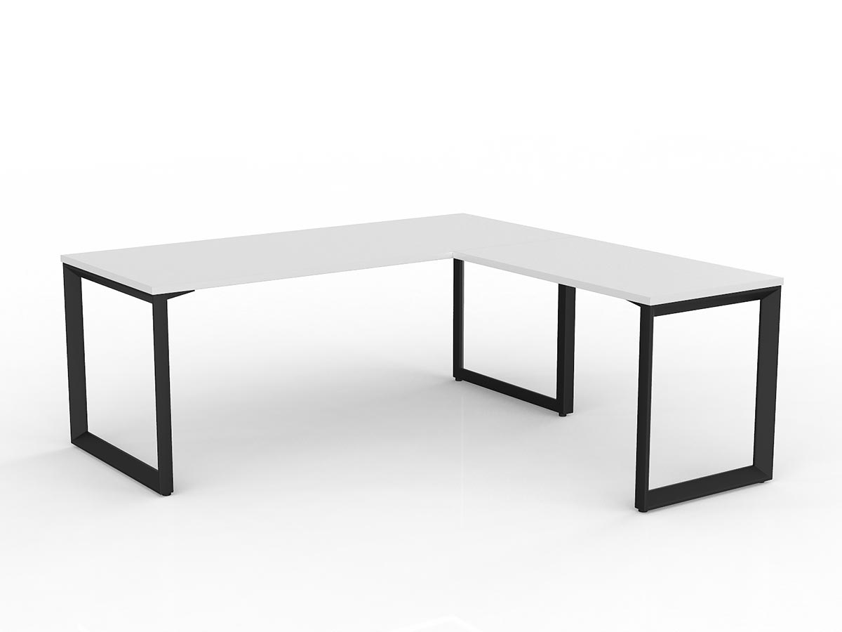OL Anvil Melamine Top Metal Frame Office Desk with Return
