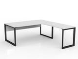 OL Anvil Desk with Return and Modesty – White Top with Black Frame