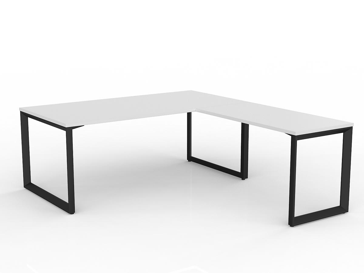 OL Anvil Melamine Top Metal Frame Office Desk with Return