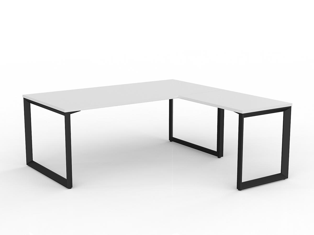 OL Anvil Melamine Top Metal Frame Office Desk with Return