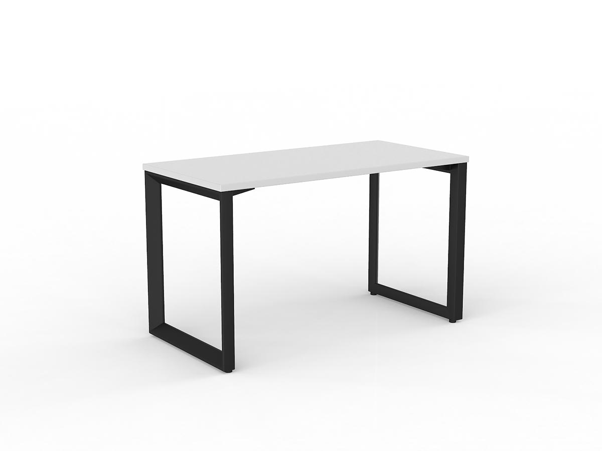 OL Anvil Straight Desk – White Top with Black Frame