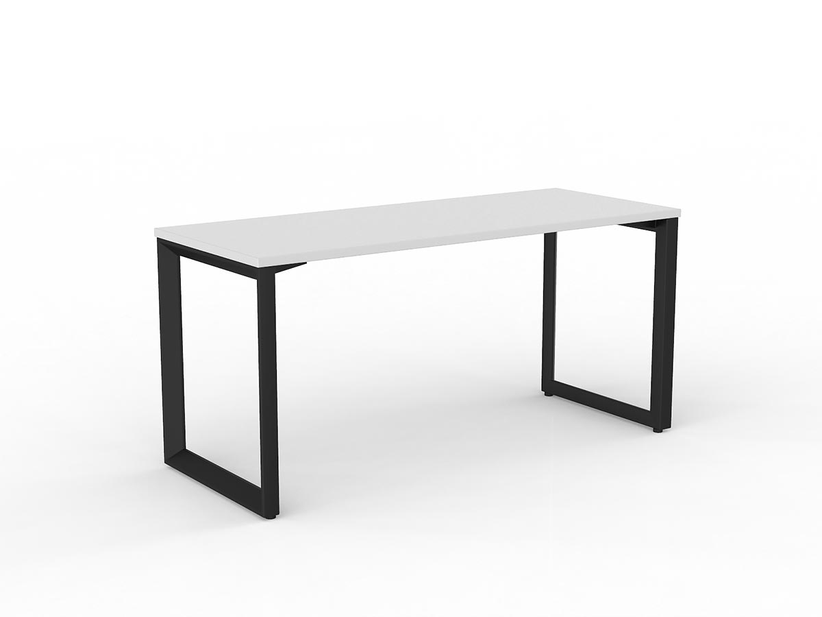 OL Anvil Straight Desk – White Top with Black Frame