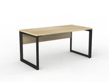 OL Anvil Straight Desk with Modesty – Oak Top with Black Frame