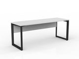 OL Anvil Straight Desk with Modesty – White Top with Black Frame