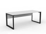 OL Anvil Straight Desk with Modesty – White Top with Black Frame