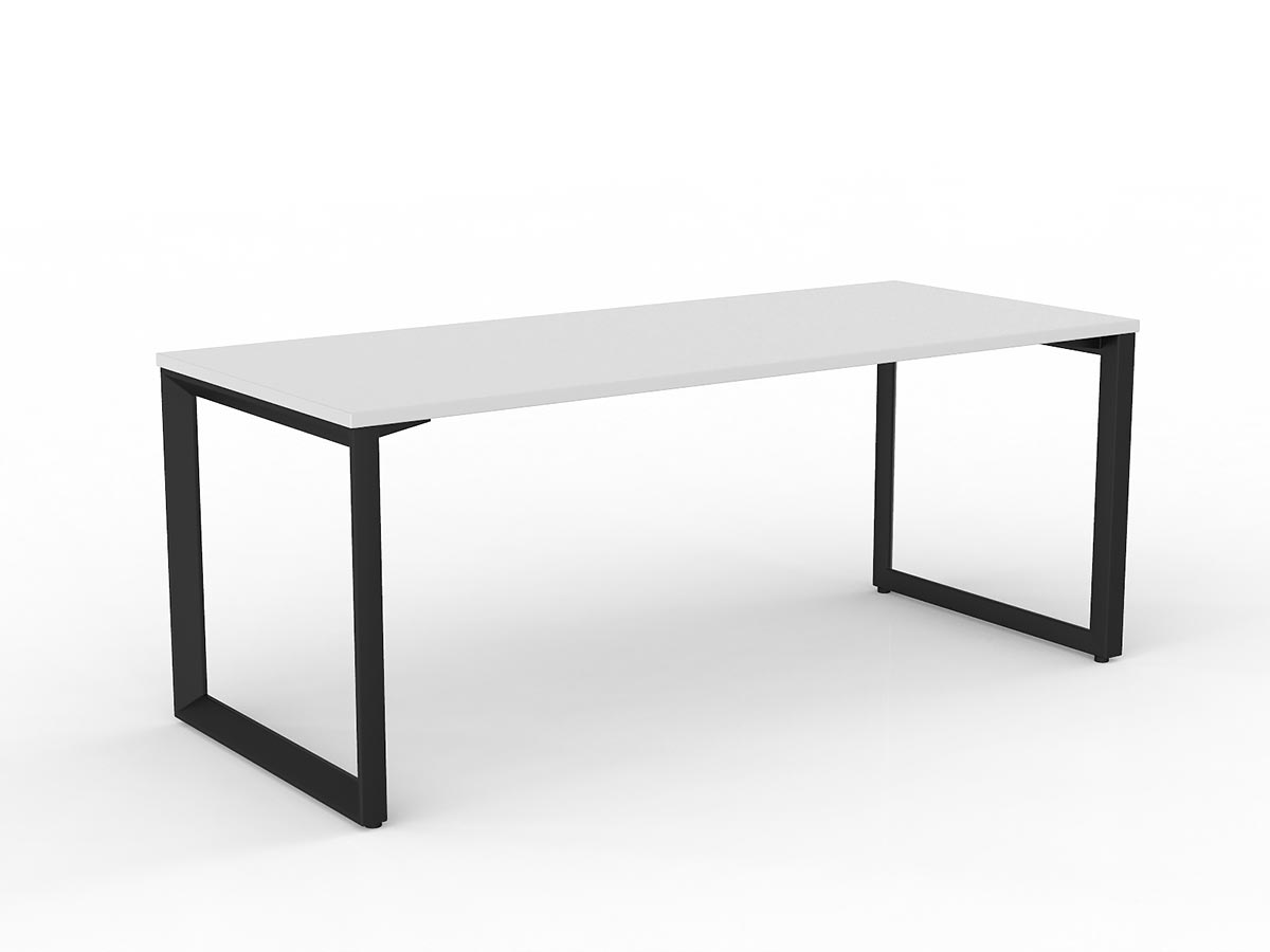 OL Anvil Straight Desk – White Top with Black Frame