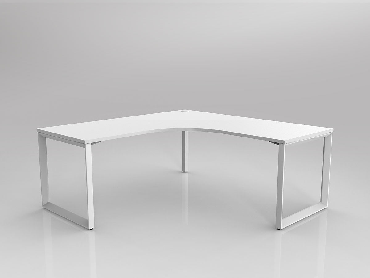 OL Anvil 90° Workstation Corner Desk – White Top with White Frame