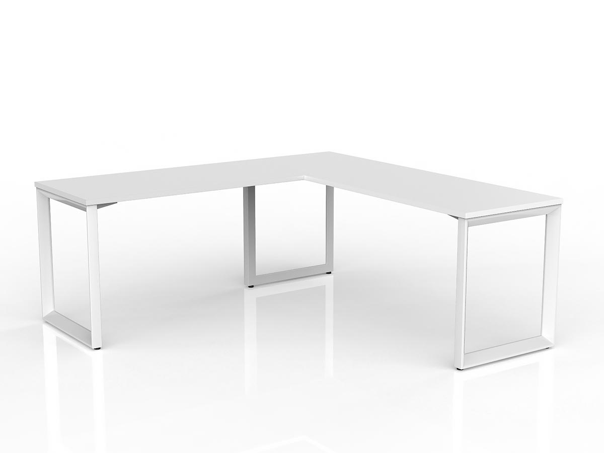 OL Anvil Melamine Top Metal Frame Office Desk with Return